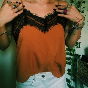 Lace trim tank top